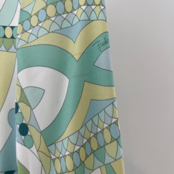EMILIO PUCCI ICONIC GREEN PRINT SQUARE NECK DRESS MODEL 21R186 SIZE IT 40 / US 6 - Picture 15 of 17